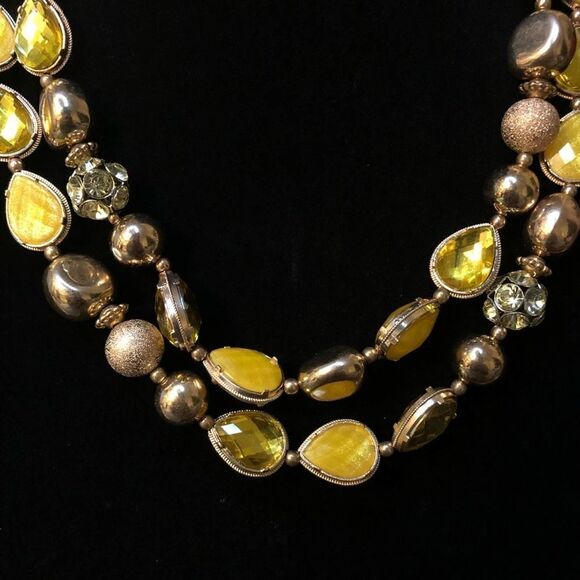 2/$20 Bright Yellow multi stone necklace and drop earrings set - Picture 2 of 6